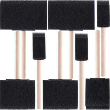 Imagem de HINZIC 8 pincéis de tinta de espuma, 4 tamanhos de ferramentas de pintura de esponja com cabo de madeira, pincel de esponja para manchar vernizes faça você mesmo artesanato de grande área - preto