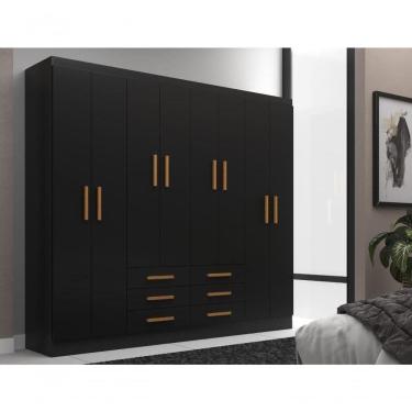 Imagem de Guarda Roupas Paris 8 Portas 6 Gavetas - Black Black
