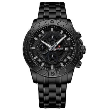 Imagem de Relógio Masculino Analógico Quartzo Em Aço Inoxidável Impermeavel Preto