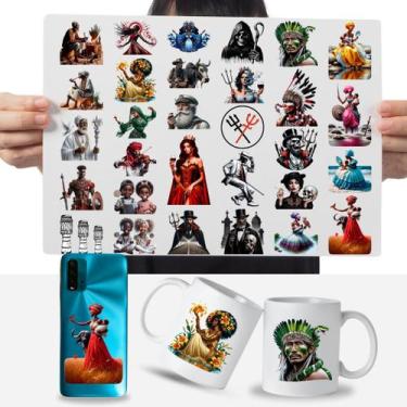 Imagem de Cartela Adesivos Orixá - Entidade - Umbanda DTF UV Prova D'Água - Grav