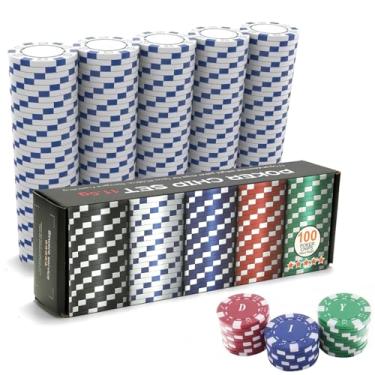 Imagem de 100 fichas de pôquer brancas, conjunto de fichas de pôquer de cassino, 11,5 gramas de plástico fichas de pôquer argila em branco para jogos de cartas de pôquer Texas Holdem Blackjack jogos de azar