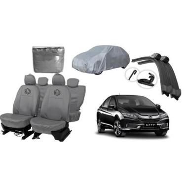 Imagem de Jogo capa couro cinza City + brinde limpador parabrisa - ferro tech br