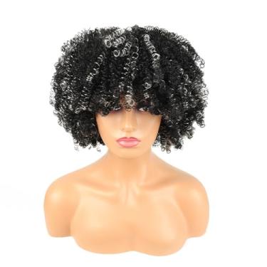 Imagem de Peruca cacheado cabelo cacheado afro cabelo curto com luzes fashion line 25cm