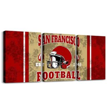 Imagem de Feelyou Arte de parede em tela emoldurada de futebol para sala de estar São Francisco decoração de parede para quarto, presentes de futebol para fãs de futebol, escritório, pintura de parede, pôsteres