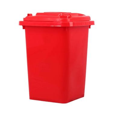 Imagem de Lixeira Externa Com Tampa Lata Lixo Plástico Grande Capacidade Lixeira Cilíndrica Longa Para Triagem Externa 4 Cores Uso(Red,50L)