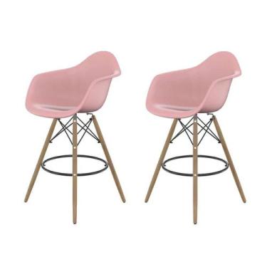 Imagem de Conjunto com 2 Banquetas Eames Arm DSW Rosa - Mobly