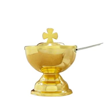 Imagem de RZRHMUHN Igreja Ortodoxa Suprimentos de Missa Estilo Grego Queimador de Incenso Santo Graal com Colher Presente Religioso Decoração de Altar (Santo Graal)