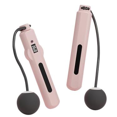 Imagem de Corda de salto sem fio, corda sem corda sem corda com contagem de voz inteligente LED Exibir a bola do sensor de gravidade para fitness masculino as crianças Pu Abs material de (Rosa)