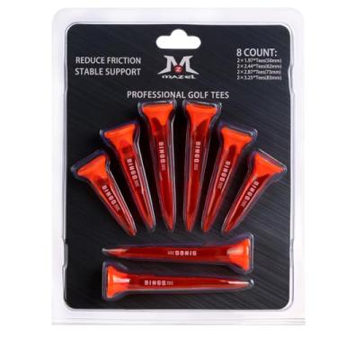 Imagem de MAZEL Pacote com 8 camisetas de golfe de plástico transparente, maior durabilidade e estabilidade, camisetas de plástico com 5 pontas, minimizam o atrito e a rotação lateral (laranja profundo)