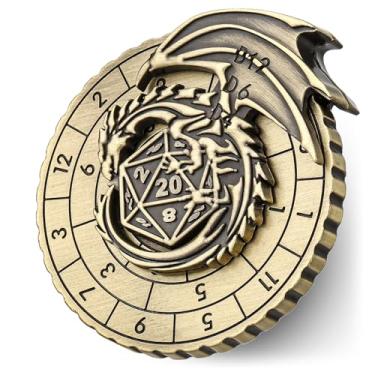 Imagem de Spinner DND Dice Set, 7-in-1 Metallic D&D Dice, Fly Dragon Roulette Dice Spinner for DND Dice Set, D&D Gifts with Gift Box, Father's Day, Role Playing Game Board Game Accessories, Bronze