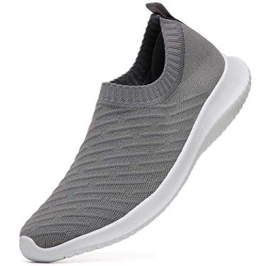 Imagem de Tênis de caminhada feminino Matrip, confortável, elástico, sem cadarço, leve, antiderrapante (tamanho: 34 – 42), Cinza, 10