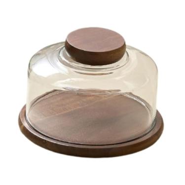 Imagem de ＫＬＫＣＭＳ Suporte para bolo com tampa em forma de cúpula, bandeja para cupcakes, bandeja para servir sobremesas, prato de madeira para, decoração para, Claro