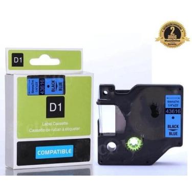 Imagem de Fita Compatível Dymo D1 43616 Azul Letra Preta 6mm - Genérica Dymo