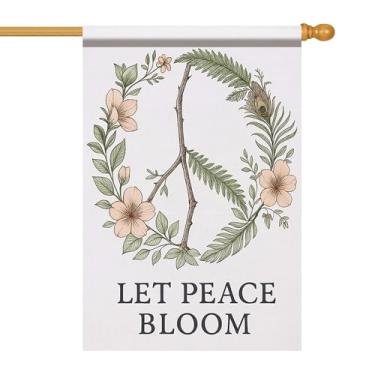 Imagem de Starlit Patio Bandeira da Casa da Paz 71 x 101 cm Let Peace Bloom Bandeira de Jardim Dupla Face Floral Natural Grinalda Banner Exterior Alpendre Ração EUA Patriótico Casa Jardim Igreja Exterior para