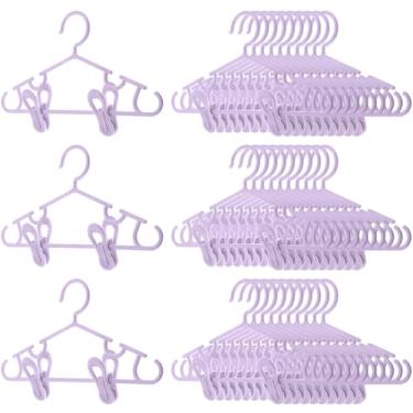 Imagem de Hsei Pacote com 120 cabides para bebês com clipes para crianças, calças, casacos, saias e meias (roxo)