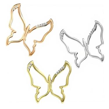 Imagem de SYWDUDUCLT Conjunto de anéis de cachecol de borboleta de 3 peças, com detalhes de cristal, ouro/prata/ouro rosa