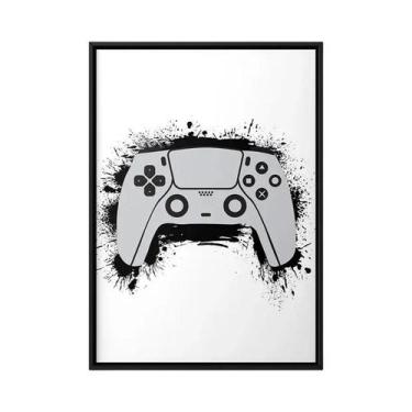 Imagem de Preto Branco Gamepads Headsets Lona Arte Poster Para Sala De Jogos Men