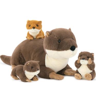 Imagem de Lontra de pelúcia MaoGolan River Otter com 3 bebês, brinquedo de pelúcia de 60 cm