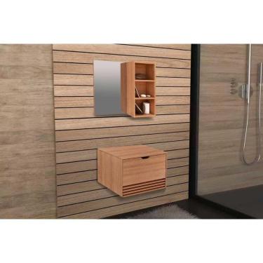 Imagem de Kit De Banheiro Armário Bn3609 E Balcão Suspenso Bn3613 Pia 60cm Amêndoa Tecno Mobili