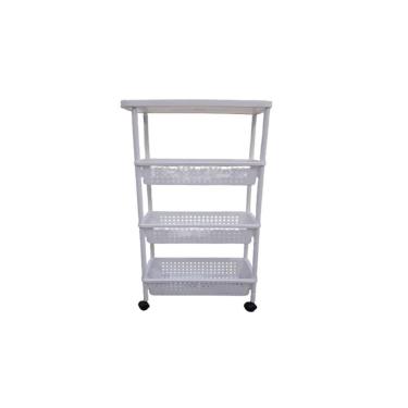 Imagem de Carrinho Organizadora 4 Prateleiras Multiuso Quarto Sala Brinquedos Salao Manicure Varanda Branco