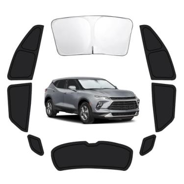 Imagem de FSHAANY'S 8 peças de persianas de janela de carro para Chevrolet Blazer 2019-2025, capas de janela para blazer para-brisa janelas traseiras laterais, conjunto completo de proteção de privacidade de