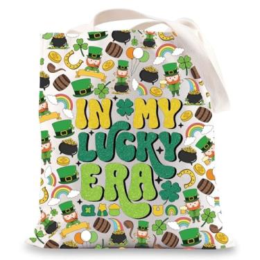 Imagem de G2TUP Bolsa de ombro Irish Shamrock Clover, presente inspirado no dia de São Patrício em My Lucky Era, mercadoria do dia de São Patrício, In My Lucky Era, Large, Sacola