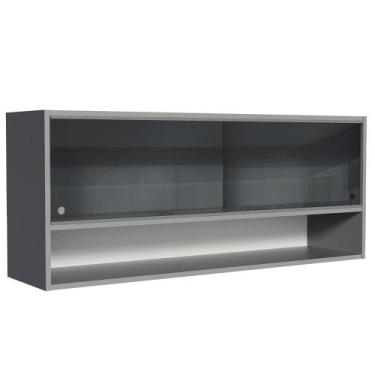 Imagem de Armário Aéreo 2 Portas Correr Vidro e 1 Nicho Nice Madesa, Cinza