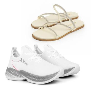 Imagem de Tênis Esportivo Feminino Leve + Brinde Sandália Rasteira com Strass - 