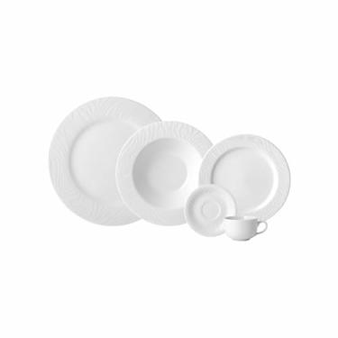 Imagem de Serviço de Jantar e Café 30 Peças em Porcelana, Modelo Luiza, Redondo com Relevo, Porcelana Schmidt