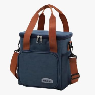 Imagem de Bolsa Térmica Para Marmita Lancheira Escolar Trabalho Academia Fitness Design Moderno, Material Resistente Masculina Feminina Com Alça Ajustável 12L (Azul)