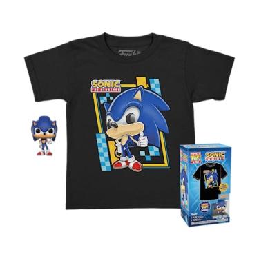 Imagem de Funko Pocket POP! & Tee: Sonic - for Children and Kids - Flocked - Medium - (M) - Sonic The Hedgehog - T-Shirt - Clothes with Collectable Vinyl Minifigure - Gift Idea - Figure and Short Sleeve Top