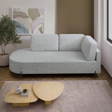 Imagem de Sofá Living Orgânico 2 Lugares 165cm Base de Ferro Braço Direito Norten Gelo