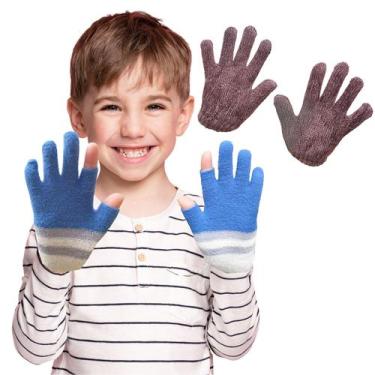 Imagem de Kit 2 Luvas Infantil 3 a 6 anos: 1 Par Comum + 1 Par Sem os Dedos Pole
