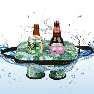 Imagem de Cosmos Suporte flutuante para bebidas, copo de bebida, porta-copos flutuante, bandeja flutuante não inflável, 4 peças, lata de cerveja, garrafa, copo de café, para praia, banheira de hidromassagem e decoração de festa na piscina