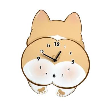 Imagem de Ioensy Relógio de parede para cachorro, enfeite de parede fofo, com pernas giratórias, relógio decorativo de pêndulo silencioso para quarto de criança
