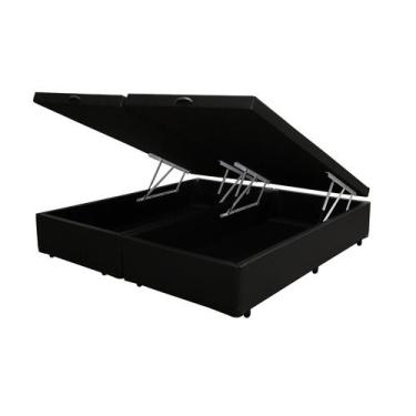 Imagem de Cama Box Baú Casal Bipartido Loja Xerife Sintético Preto 41x138x188 - 