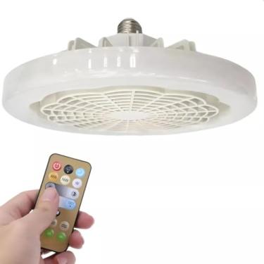 Imagem de Lâmpada Led Redonda Ajuste de Cor Com Ventilador De 3 Pás Multifuncional Potente Silencioso Com Encaixe E27 e Controle Remoto IAHAR