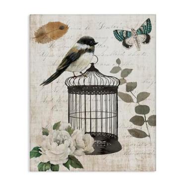 Imagem de Stupell Industries Design de arte de parede em tela vintage Menagerie Bird por Nan, 20 x 16