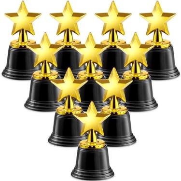 Imagem de Star Trophy Awards – Pacote com 12 unidades – 4,5 polegadas, troféus de ouro para lembranças de festa infantil, adereços, prêmios, prêmios de ganho, competições para crianças e adultos por Bedwina