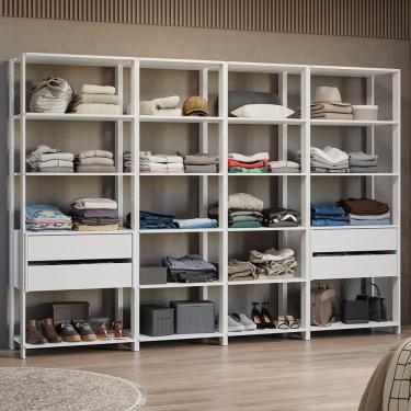 Imagem de Guarda-roupa Closet Modulado 4 Gavetas 258 Cm Valencia Madesa 06 Branco