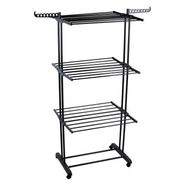 Imagem de Varal de Chão Vertical com Rodízios Utile Level Cazza Preto