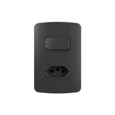 Imagem de Interruptor Simples 10A e Tomada 2P+T 20A MarGirius B3 Colors com Placa 4x2 Grafite