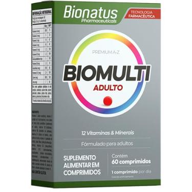 Imagem de Bionatus, BioMulti, Adulto, Suplemento alimentar, 12 Vitaminas & Minerais, 60 comprimidos • 60 doses, Cinza