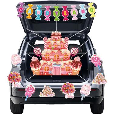 Imagem de Kit de decoração de doces ou travessuras de Halloween Candyland, decorações de porta-malas ou travessuras, adesivos de carro para decoração de porta de garagem carro SUV