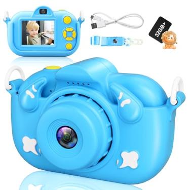 Imagem de Câmera digital infantil com câmera dupla e cartão SD de 32 GB - perfeita para meninos e meninas de 3 a 8 anos, presente ideal de Natal ou aniversário