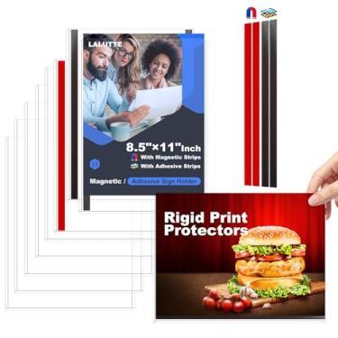 Imagem de Pacote com 30 suportes magnéticos de 21 x 28 cm, protetores de impressão rígidos, suporte de papel com fita adesiva, suporte de plástico para documentos para cartazes, quadro magnético para parede