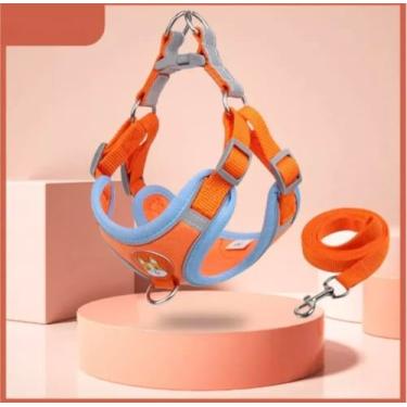 Imagem de Coleira Peitoral para cachorro pequenos e médios com guia para pet colete confortável (2-3 KG)