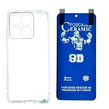 Imagem de Compatível com Moto Edge 60 Pro - Capinha Capa Case Anti Impacto + Pelicula Privacidade Fosca de Ceramica Gel 9d Protecao de Tela