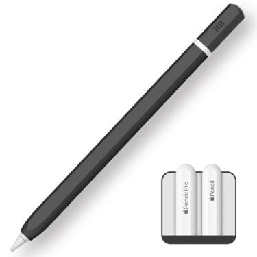Imagem de TRONWIN Capa para Apple Pencil Pro, design clássico, capa de silicone para Apple Pencil 2ª geração, capa para Apple Pencil Pro com aderência perfeita (preta)