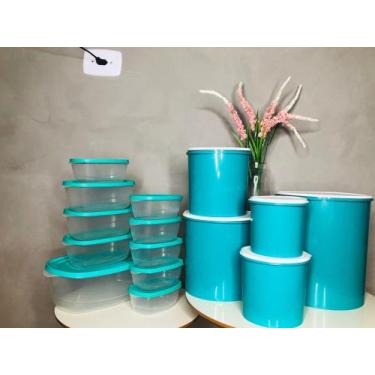 Imagem de Kit potes plastico 5 pote mantimentos + Kit 10 peças bpa free Transpar